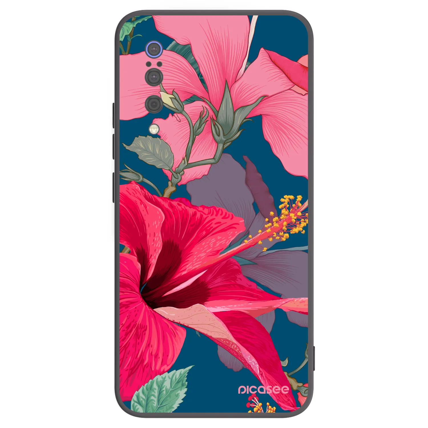 Picasee Xiaomi Mi 9 Hülle - Schwarzes Silikon - Hibiscus
