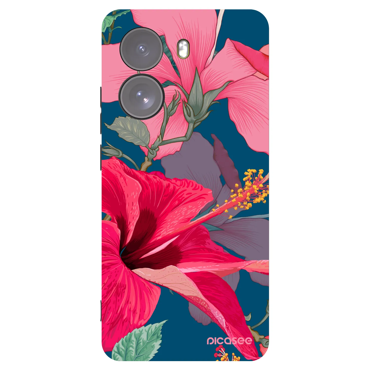 Picasee Xiaomi Poco X7 Hülle - Schwarzes Silikon - Hibiscus