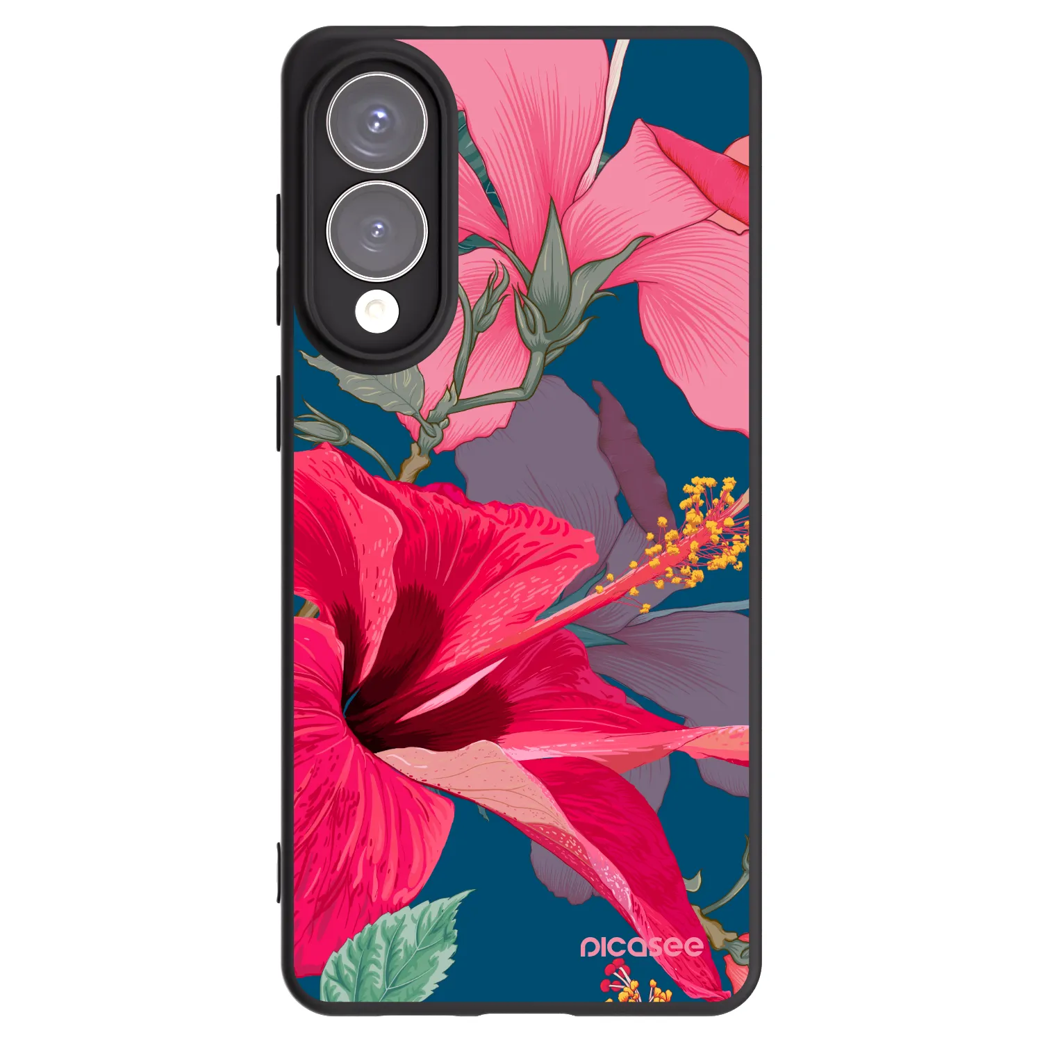 Picasee Samsung Galaxy S25 Edge 5G Hülle - Schwarzes Silikon - Hibiscus