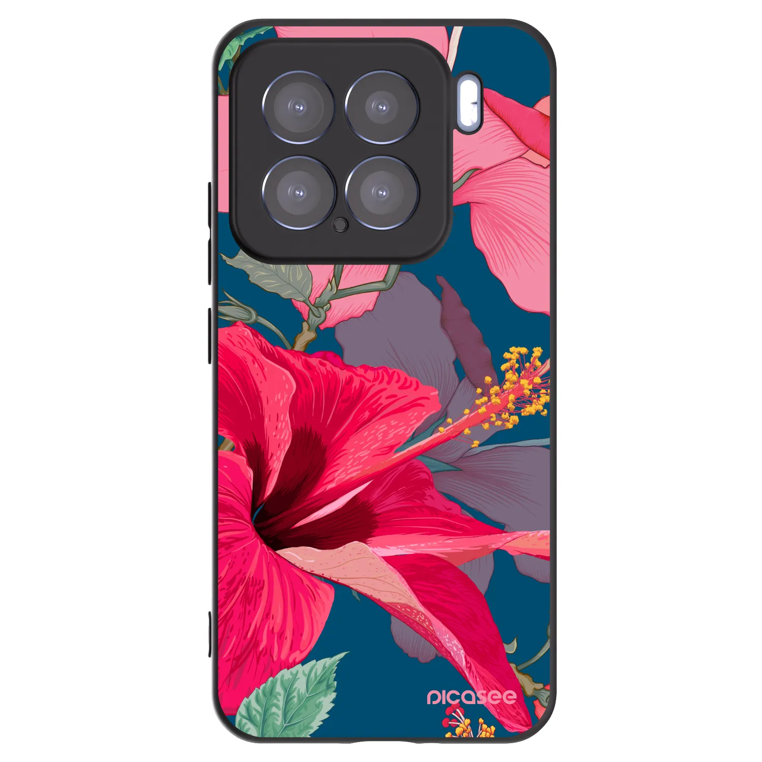Picasee Xiaomi 15 Hülle - Schwarzes Silikon - Hibiscus