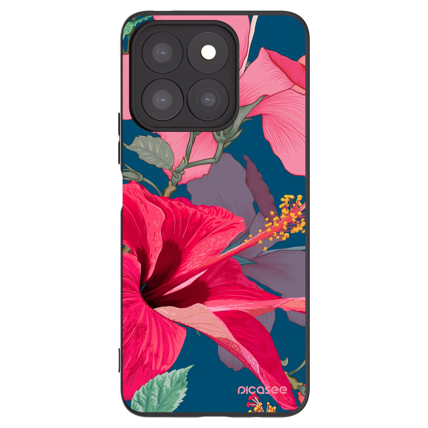 Picasee Honor X8c Hülle - Schwarzes Silikon - Hibiscus