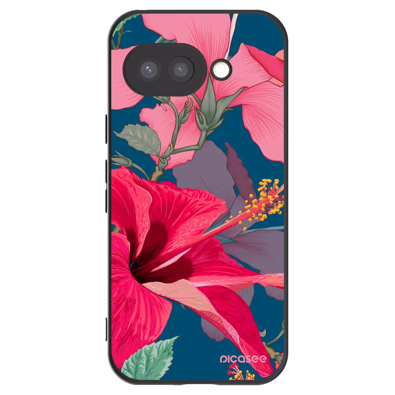Picasee Google Pixel 9a Hülle - Schwarzes Silikon - Hibiscus