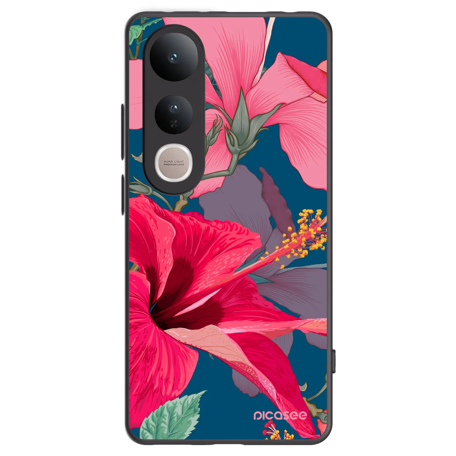 Picasee Vivo V50 Lite 5G Hülle - Schwarzes Silikon - Hibiscus