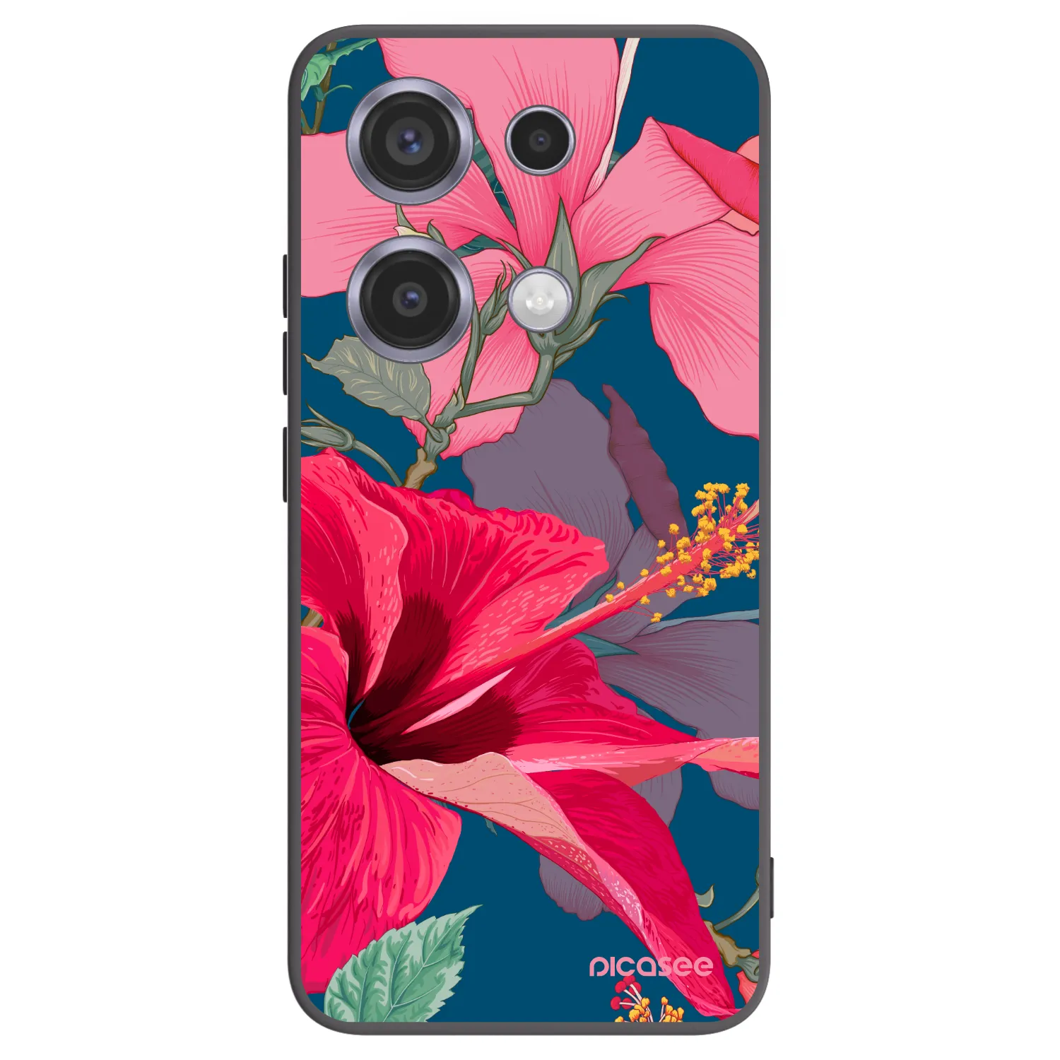 Picasee Xiaomi Redmi Note 14S Hülle - Schwarzes Silikon - Hibiscus