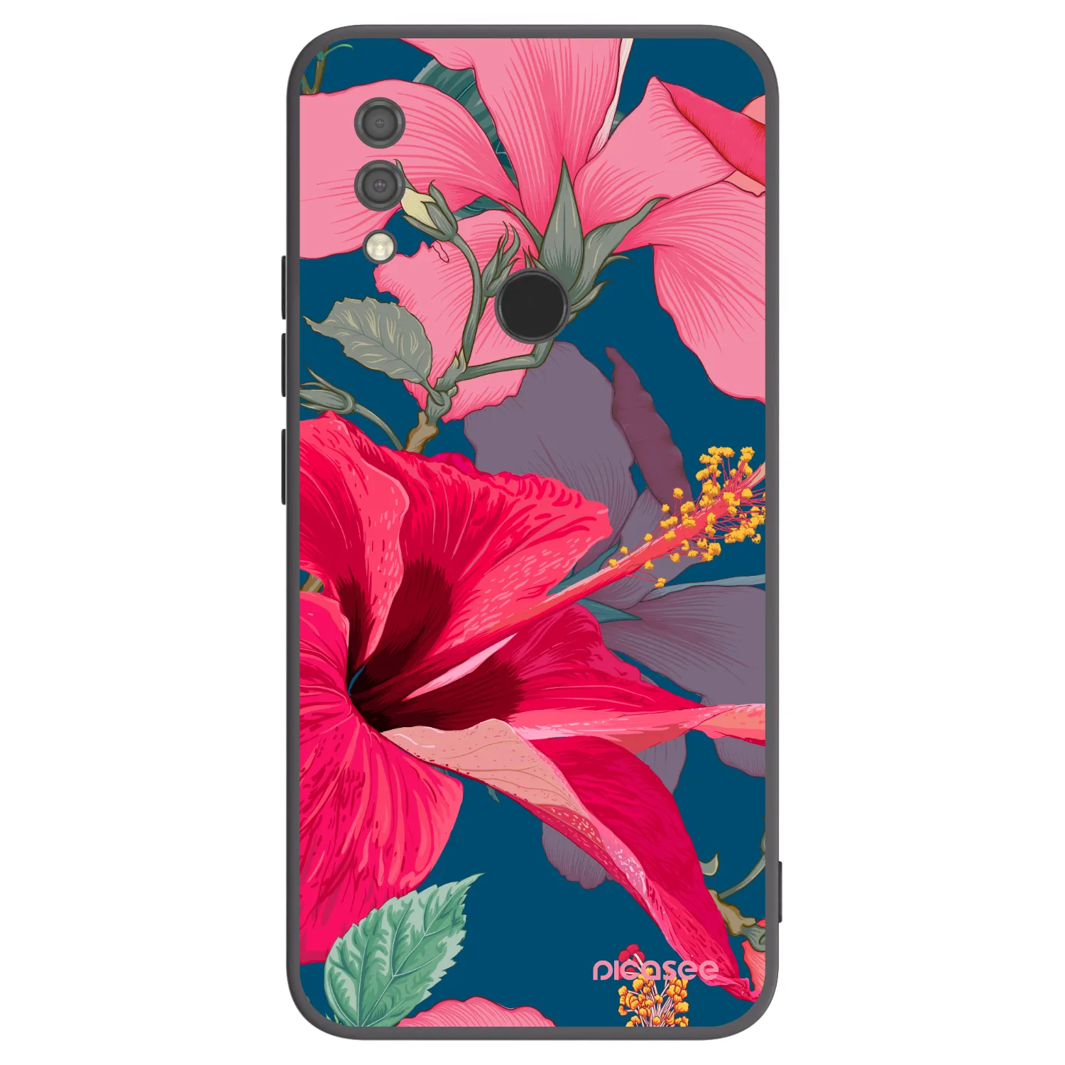 Picasee Xiaomi Redmi 7 Hülle - Schwarzes Silikon - Hibiscus