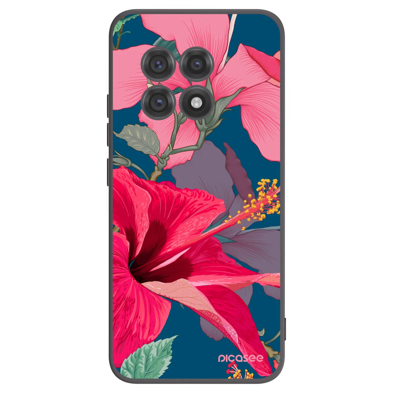 Picasee OnePlus 13R 5G Hülle - Schwarzes Silikon - Hibiscus
