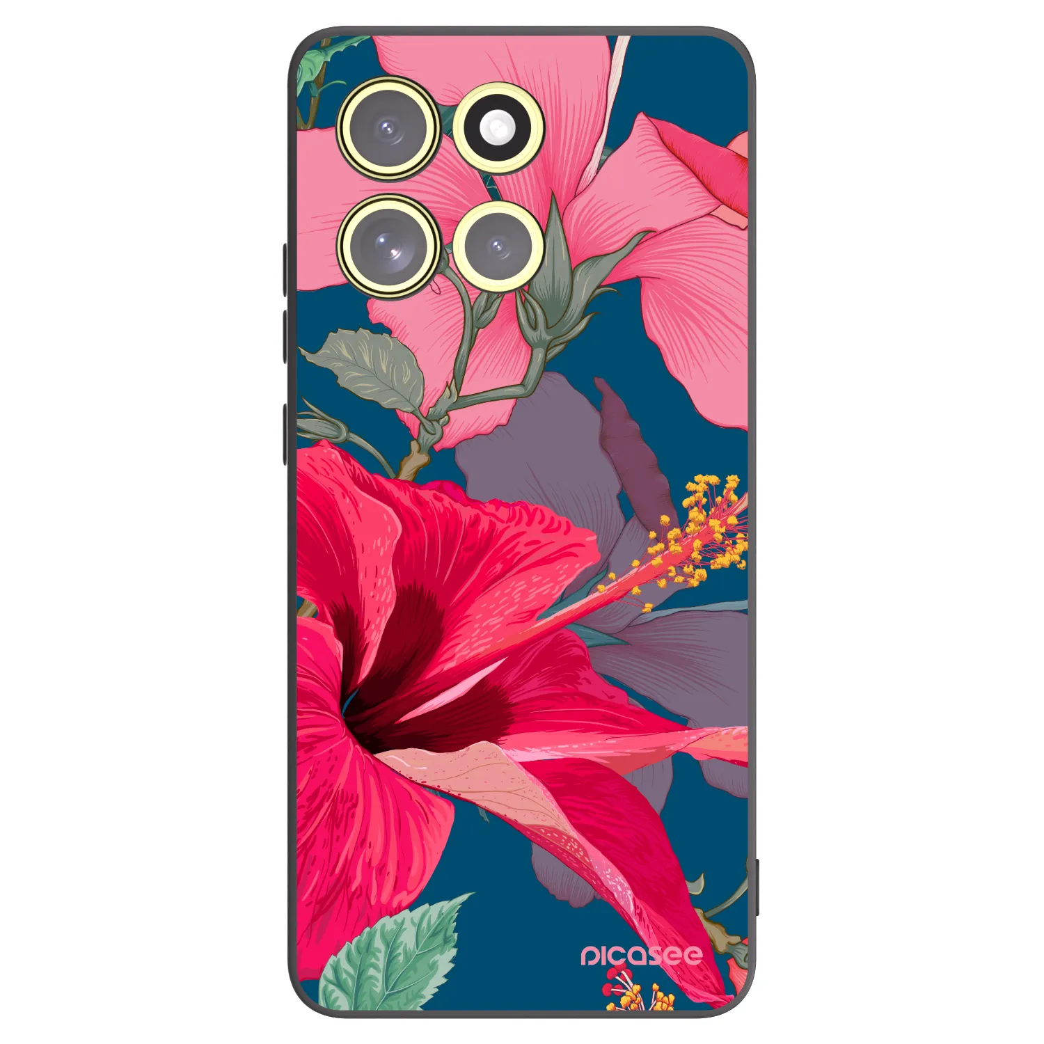 Picasee Motorola Moto G86 5G Hülle - Schwarzes Silikon - Hibiscus