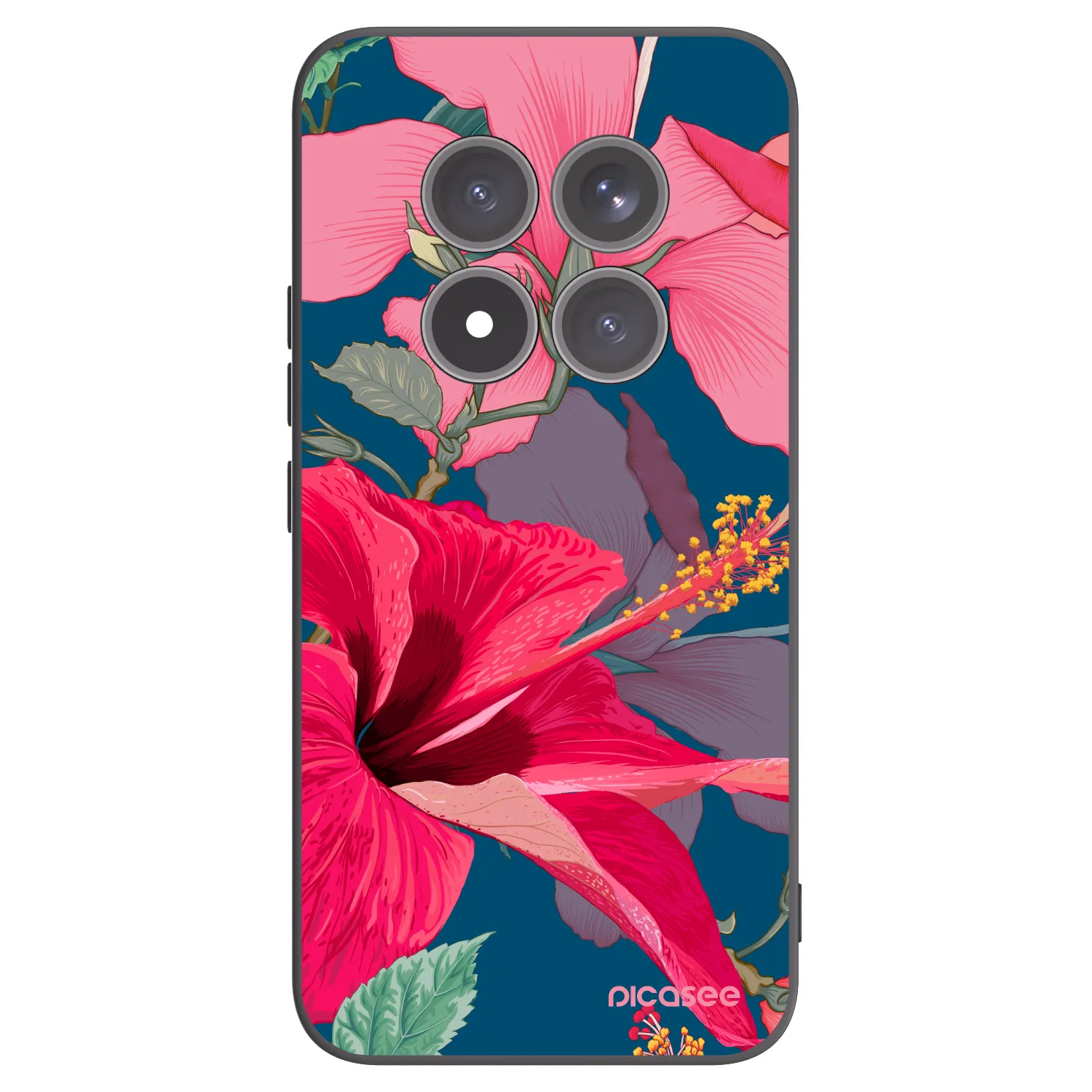 Picasee Xiaomi Redmi Note 15 Pro+ Hülle - Schwarzes Silikon - Hibiscus