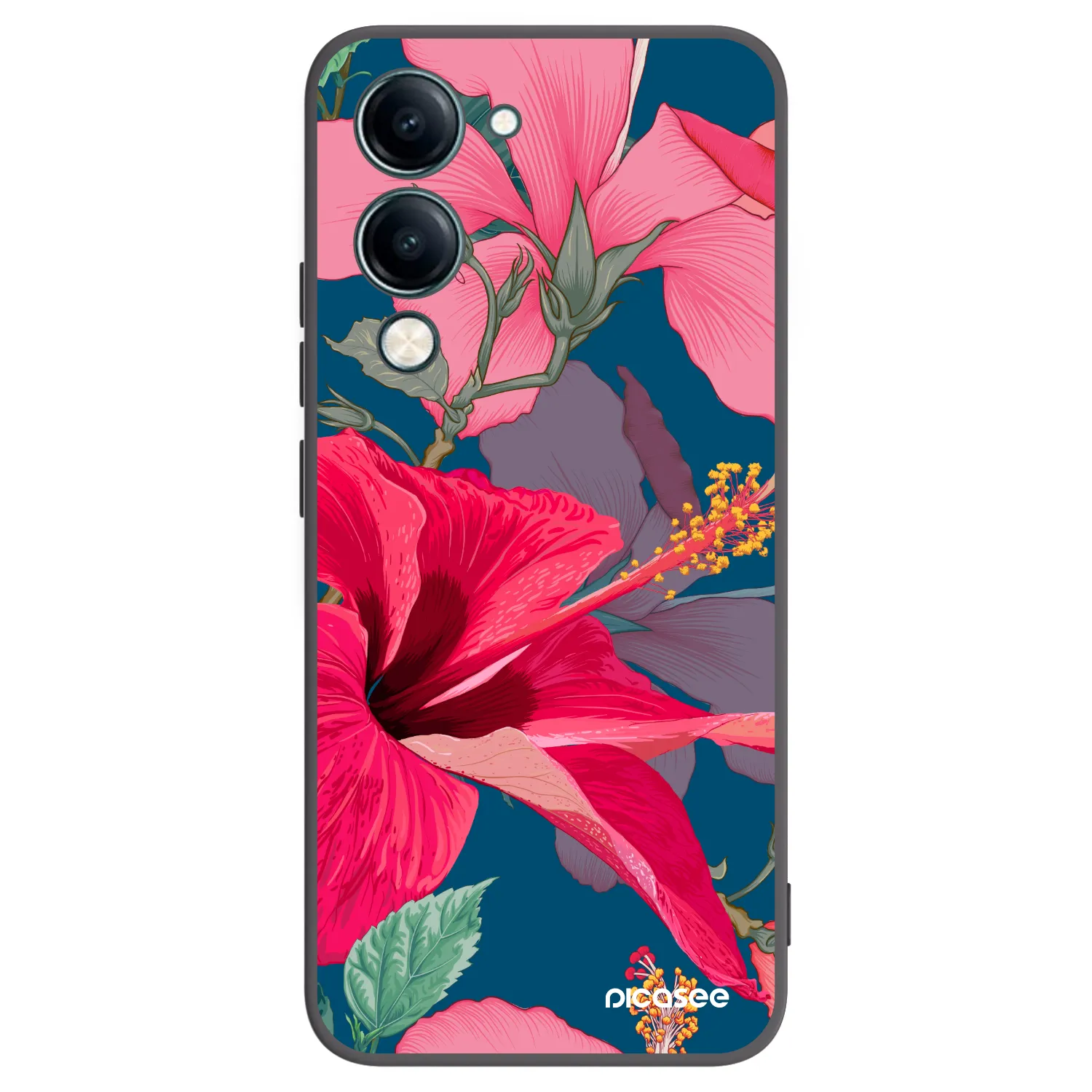 Picasee Vivo Y29s 5G Hülle - Schwarzes Silikon - Hibiscus
