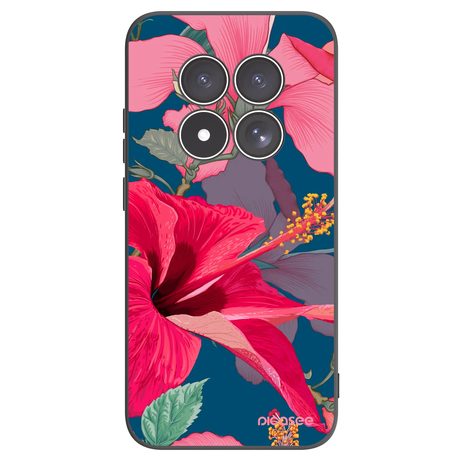 Picasee Xiaomi Redmi Note 15 Pro 5G Hülle - Schwarzes Silikon - Hibiscus