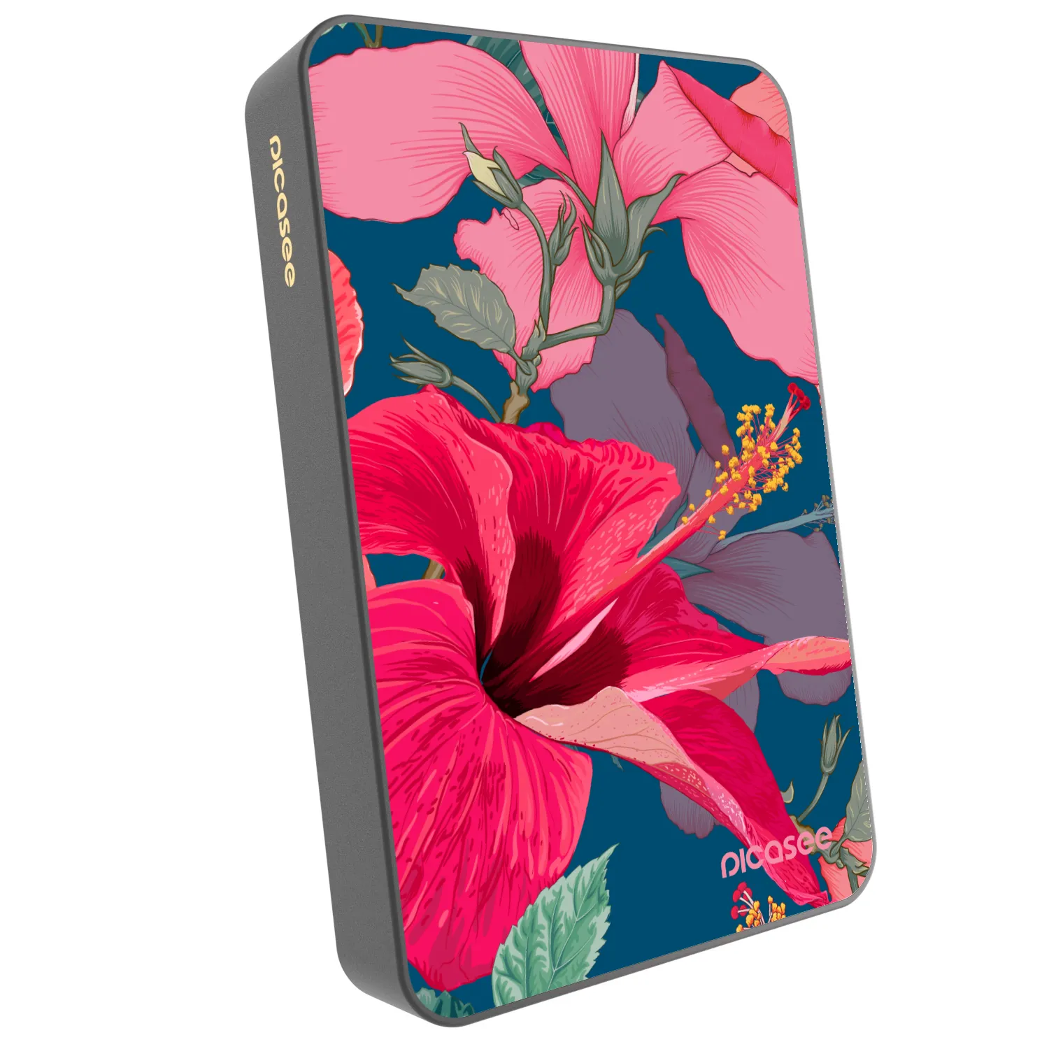 Picasee Powerbank mit MagSafe 10 000 mAh Grau - Hibiscus