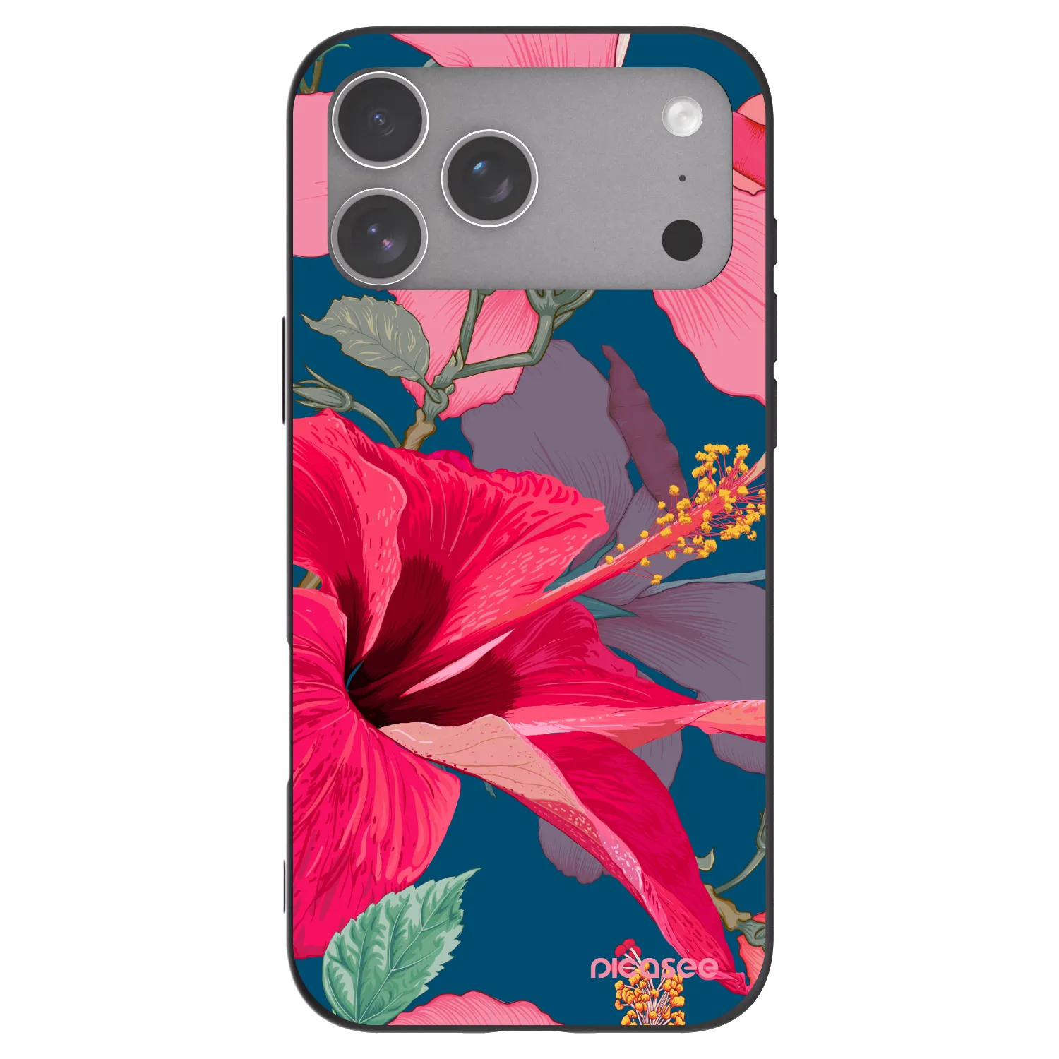 Picasee Apple iPhone 18 Pro Max Hülle - Schwarzes Silikon - Hibiscus
