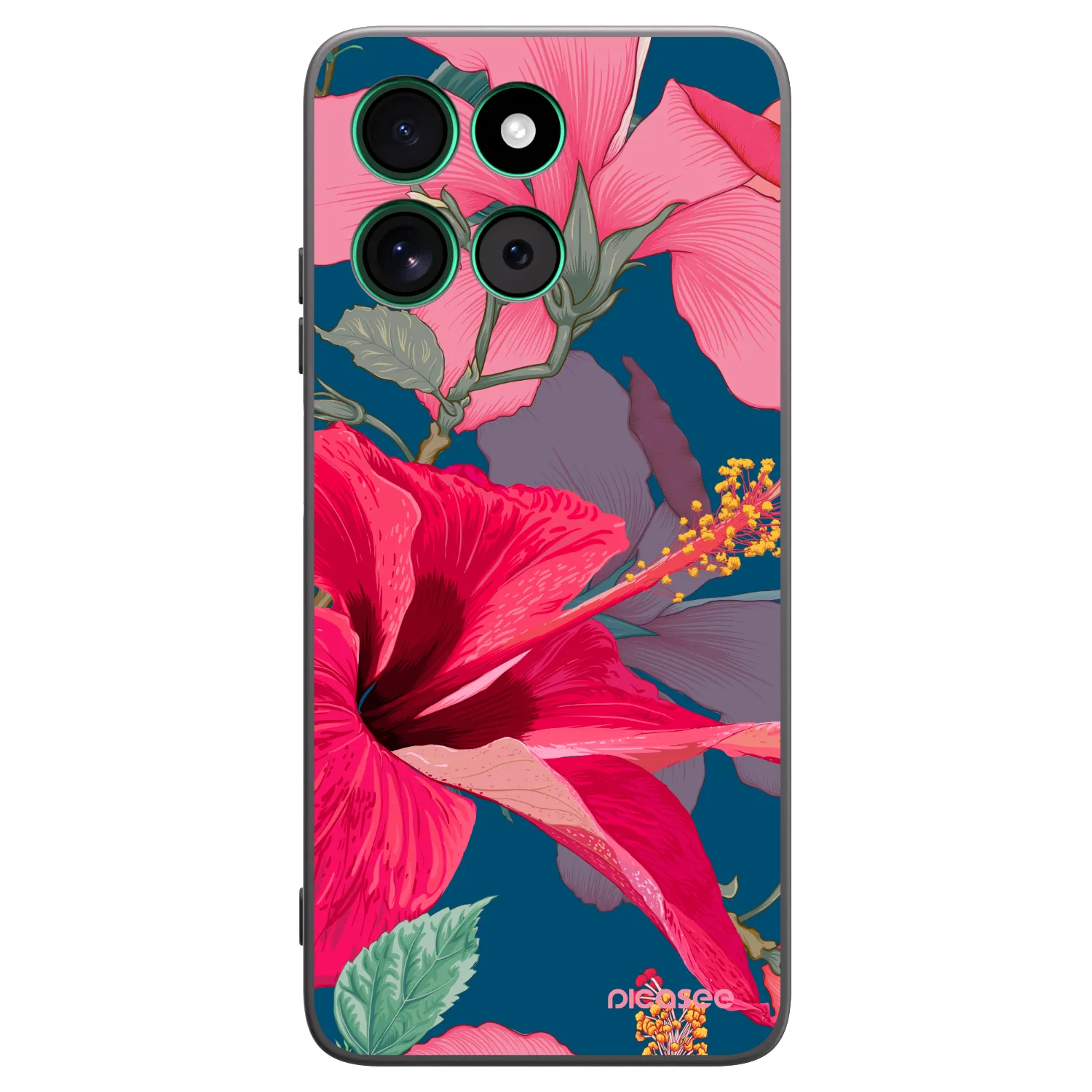 Picasee Motorola Moto G57 Power Hülle - Schwarzes Silikon - Hibiscus