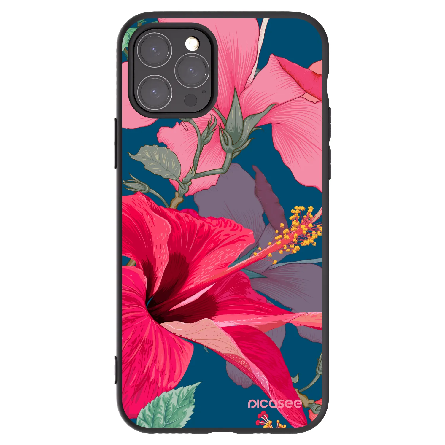 Picasee Apple iPhone 11 Pro Hülle - Schwarzes Silikon - Hibiscus