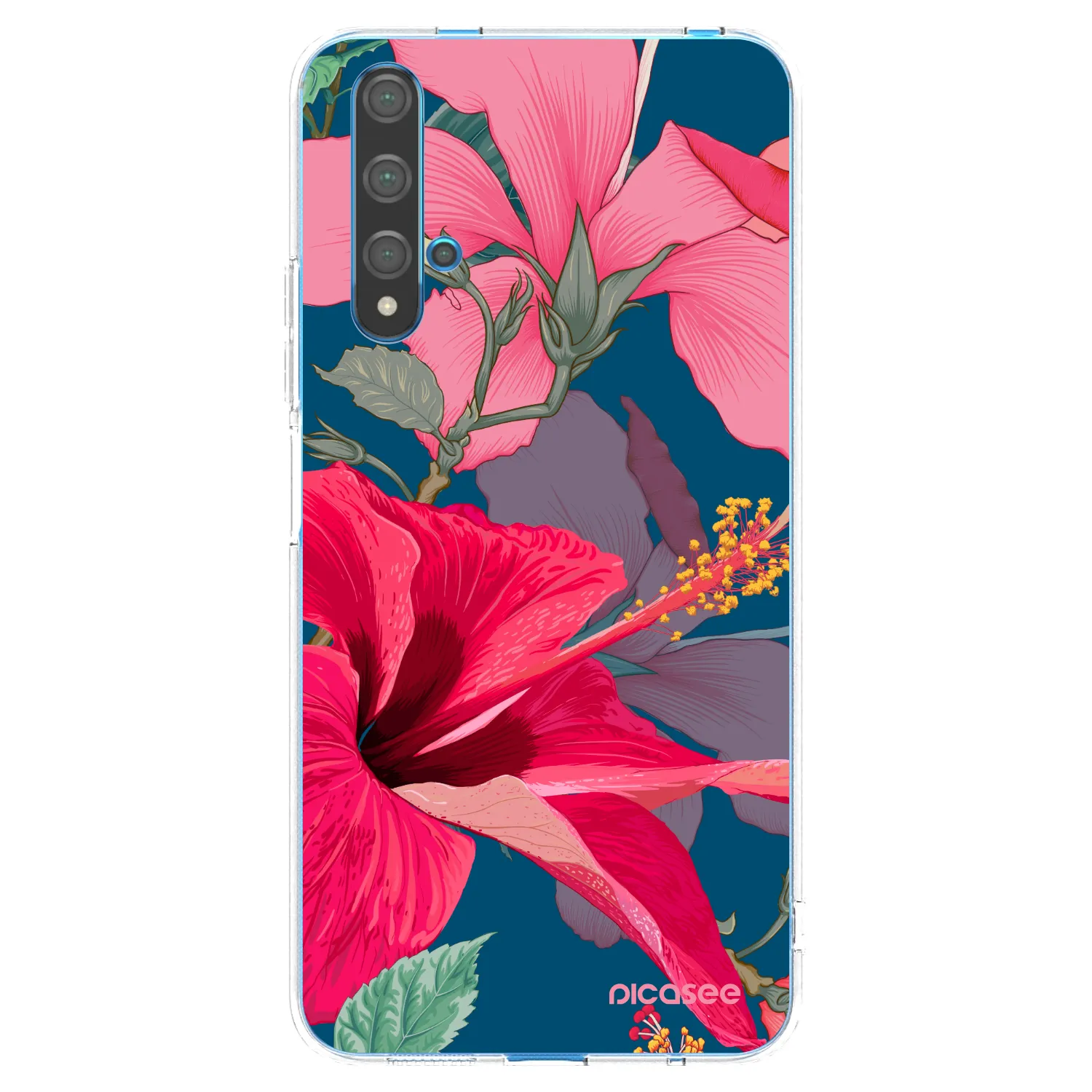 Picasee Huawei Nova 5T Hülle - Transparentes Silikon - Hibiscus