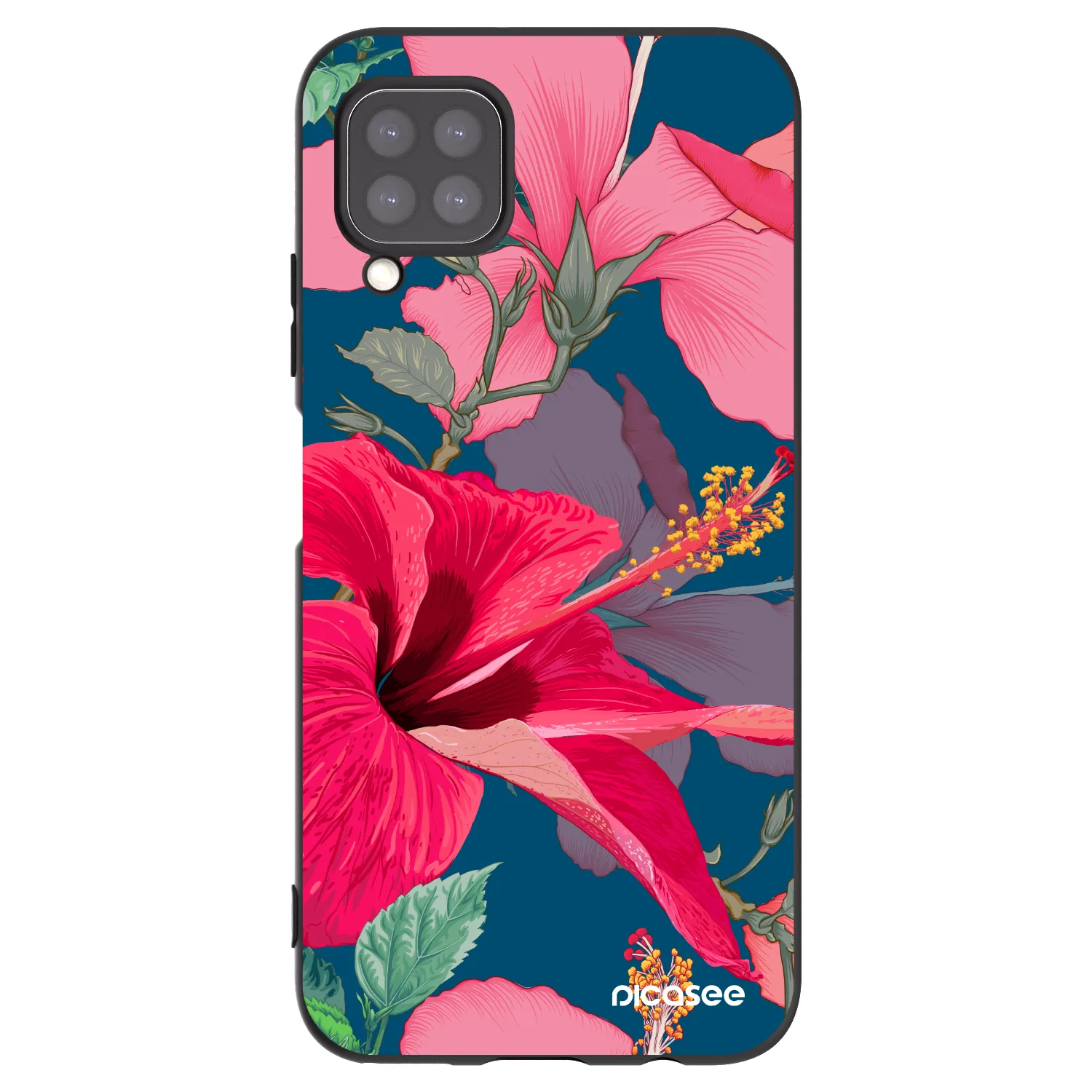 Picasee Huawei P40 Lite Hülle - Schwarzes Silikon - Hibiscus
