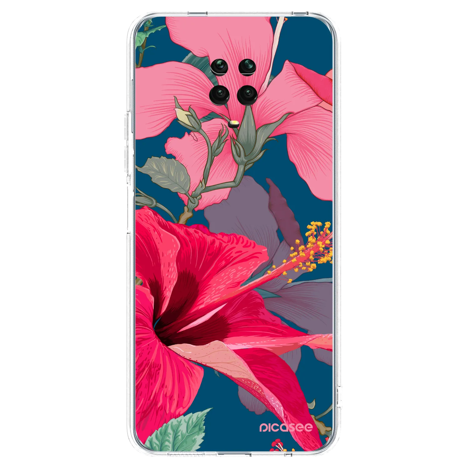 Picasee Xiaomi Redmi Note 9 Pro Hülle - Transparentes Silikon - Hibiscus