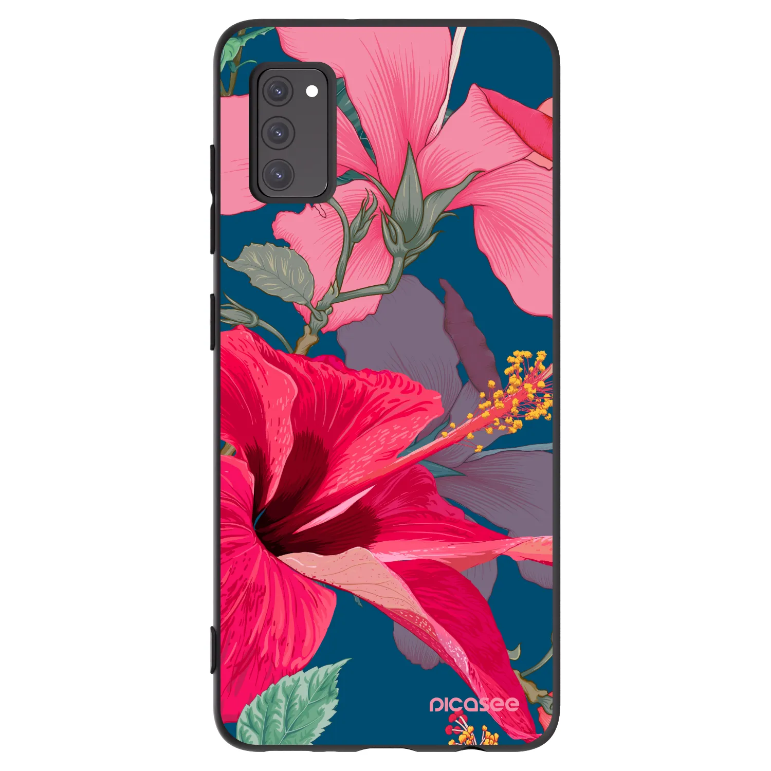 Picasee Samsung Galaxy A41 A415F Hülle - Schwarzes Silikon - Hibiscus