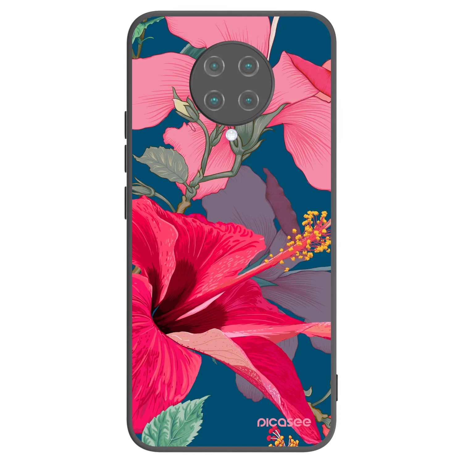 Picasee Xiaomi Poco F2 Pro Hülle - Schwarzes Silikon - Hibiscus