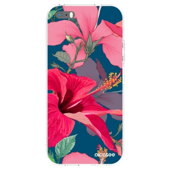 Picasee Apple iPhone 5/5S/SE Hülle - Transparentes Silikon - Hibiscus