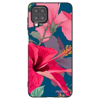 Picasee Samsung Galaxy A12 A125F Hülle - Schwarzes Silikon - Hibiscus