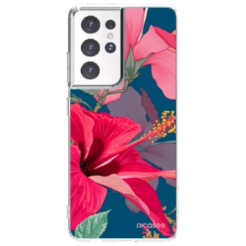 Picasee Samsung Galaxy S21 Ultra 5G G998B Hülle - Transparentes Silikon - Hibiscus