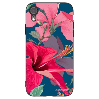 Picasee Apple iPhone XR Hülle - Schwarzes Silikon - Hibiscus