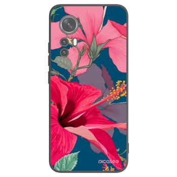 Picasee Xiaomi 12 Hülle - Schwarzes Silikon - Hibiscus