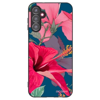 Picasee Samsung Galaxy A14 5G A146P Hülle - Schwarzes Silikon - Hibiscus