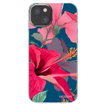 Picasee Apple iPhone 15 Plus Hülle - Transparentes Silikon - Hibiscus