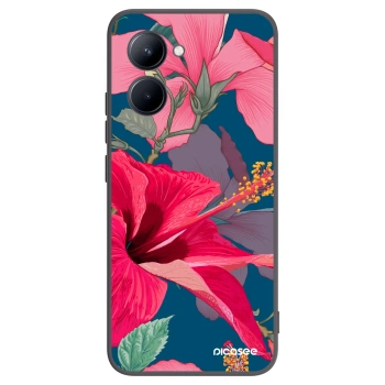 Picasee Realme C33 (2023) Hülle - Schwarzes Silikon - Hibiscus