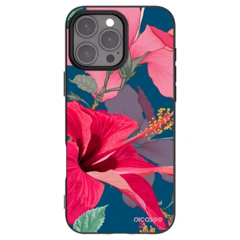 Picasee Apple iPhone 16 Pro Max Hülle - Schwarzes Silikon - Hibiscus