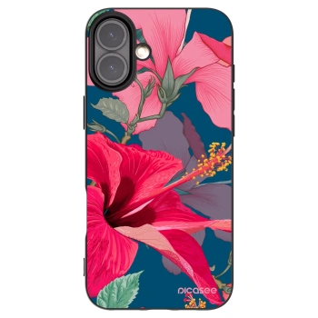 Picasee Apple iPhone 16 Plus Hülle - Schwarzes Silikon - Hibiscus