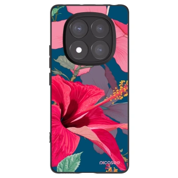 Picasee Xiaomi Redmi Note 14 Pro+ 5G Hülle - Schwarzes Silikon - Hibiscus