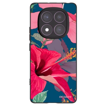 Picasee Xiaomi Redmi Note 14 Pro 4G Hülle - Schwarzes Silikon - Hibiscus