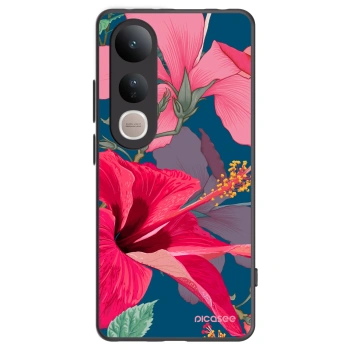 Picasee Vivo V50 Lite 5G Hülle - Schwarzes Silikon - Hibiscus