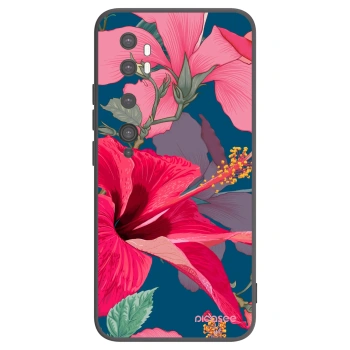 Picasee Xiaomi Mi Note 10 (Pro) Hülle - Schwarzes Silikon - Hibiscus