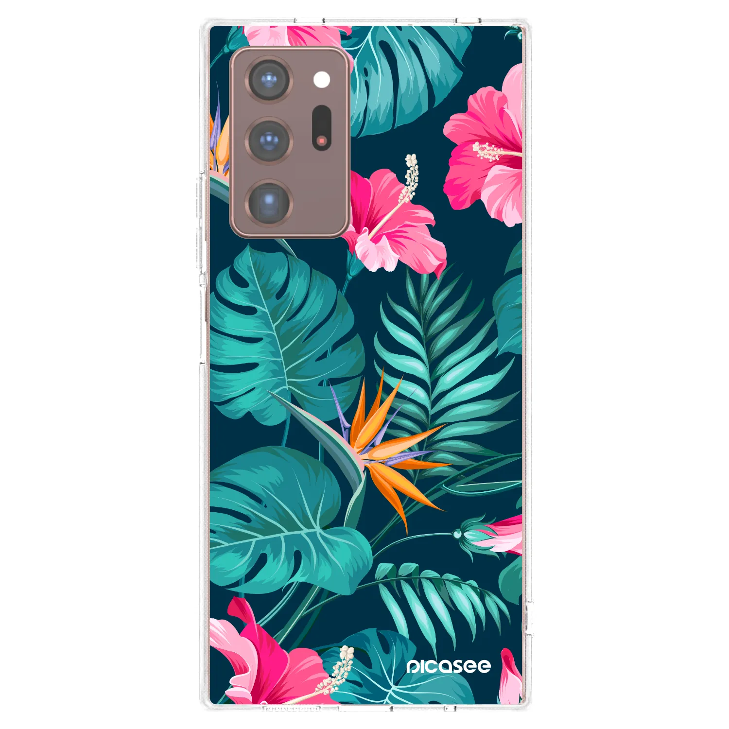 Picasee Samsung Galaxy Note 20 Ultra Hülle - Transparentes Silikon - Pink Monstera
