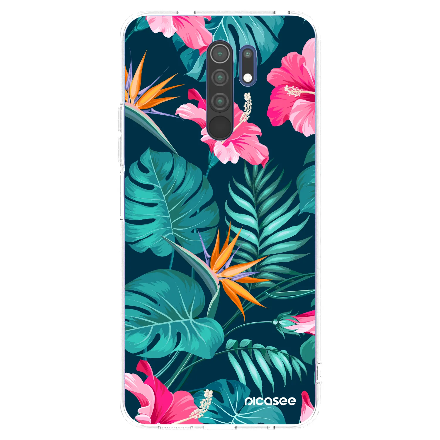 Picasee Xiaomi Redmi 9 Hülle - Transparentes Silikon - Pink Monstera