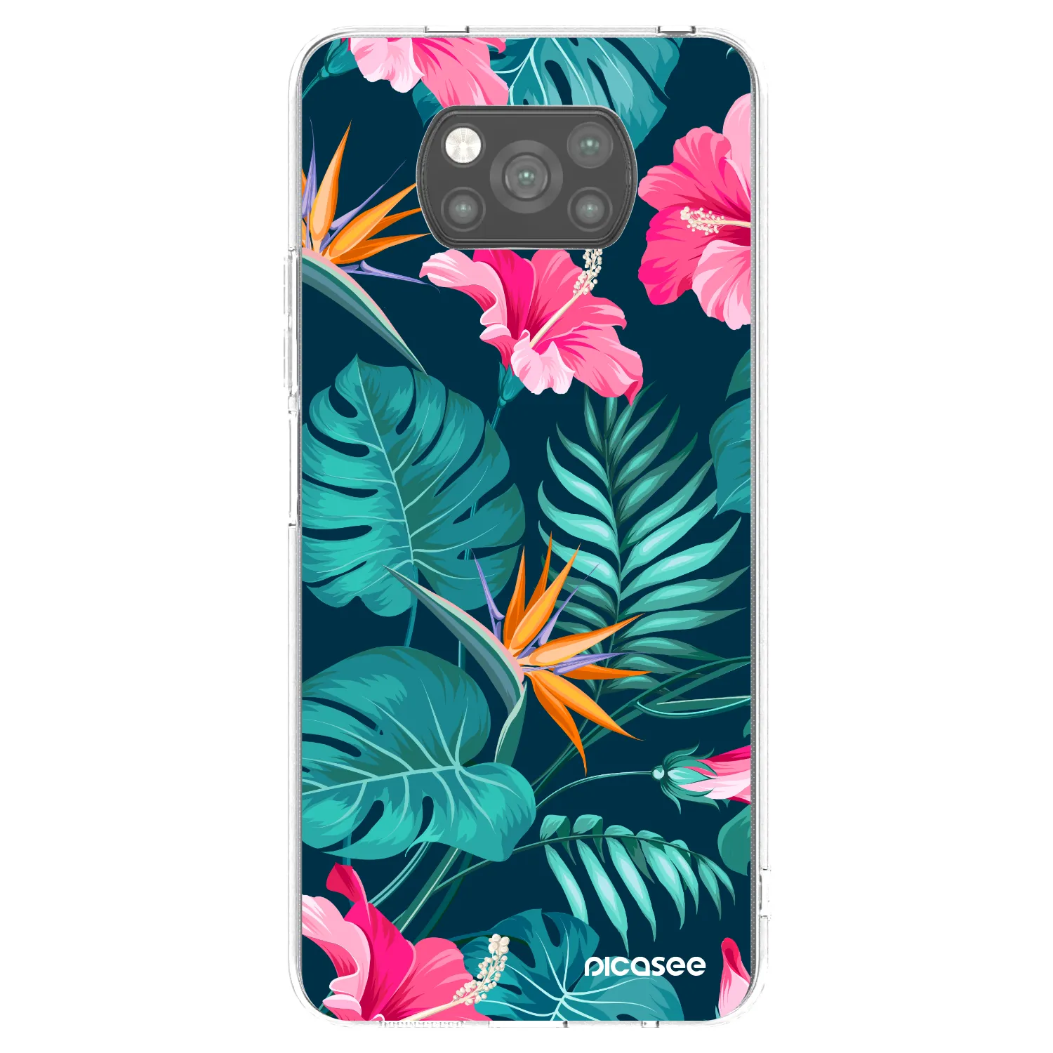 Picasee Xiaomi Poco X3 Hülle - Schwarzes Silikon - Pink Monstera