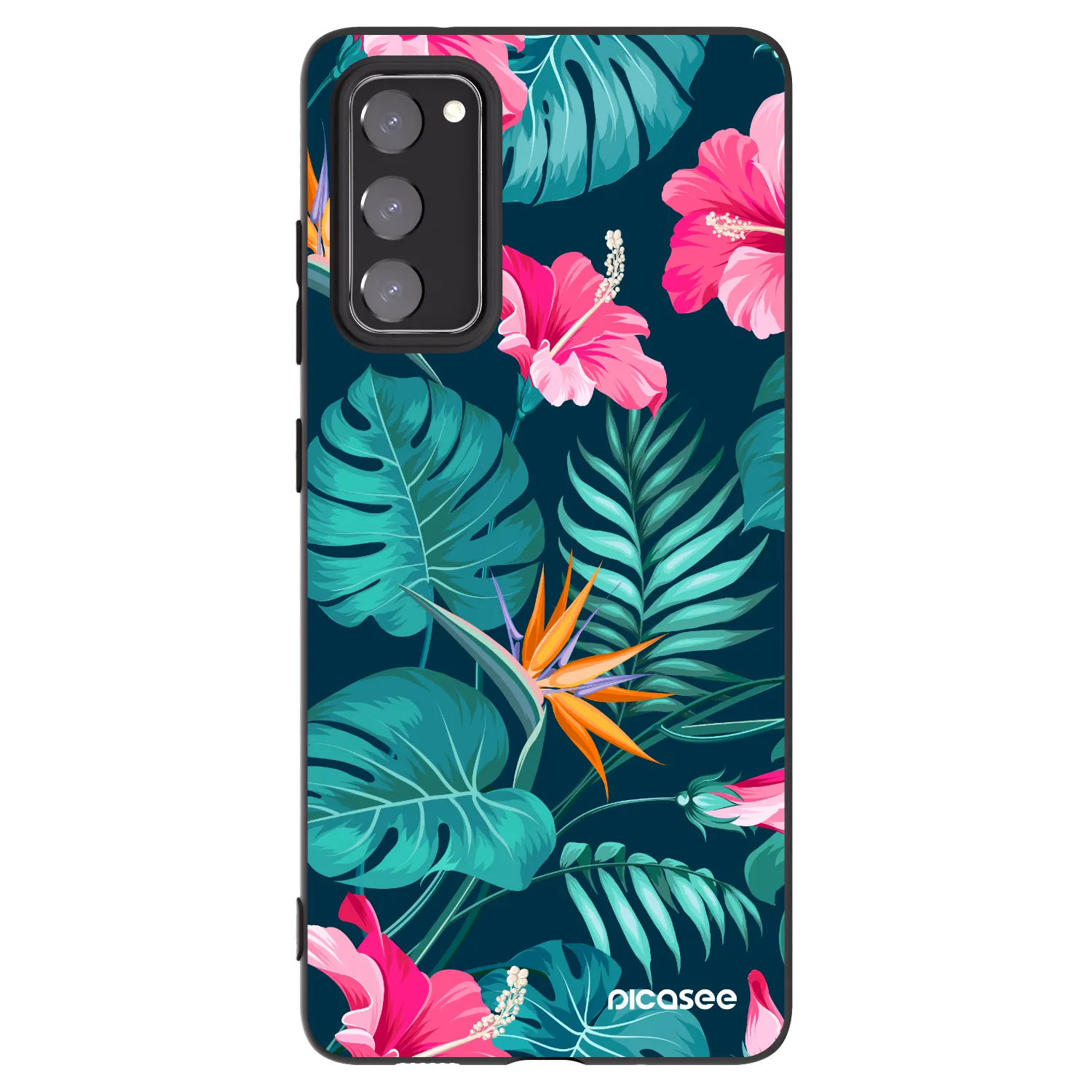 Picasee Samsung Galaxy S20 FE Hülle - Schwarzes Silikon - Pink Monstera