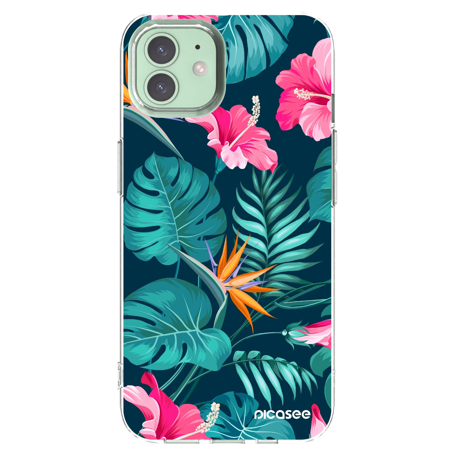 Picasee Apple iPhone 12 Pro Hülle - Transparentes Silikon - Pink Monstera
