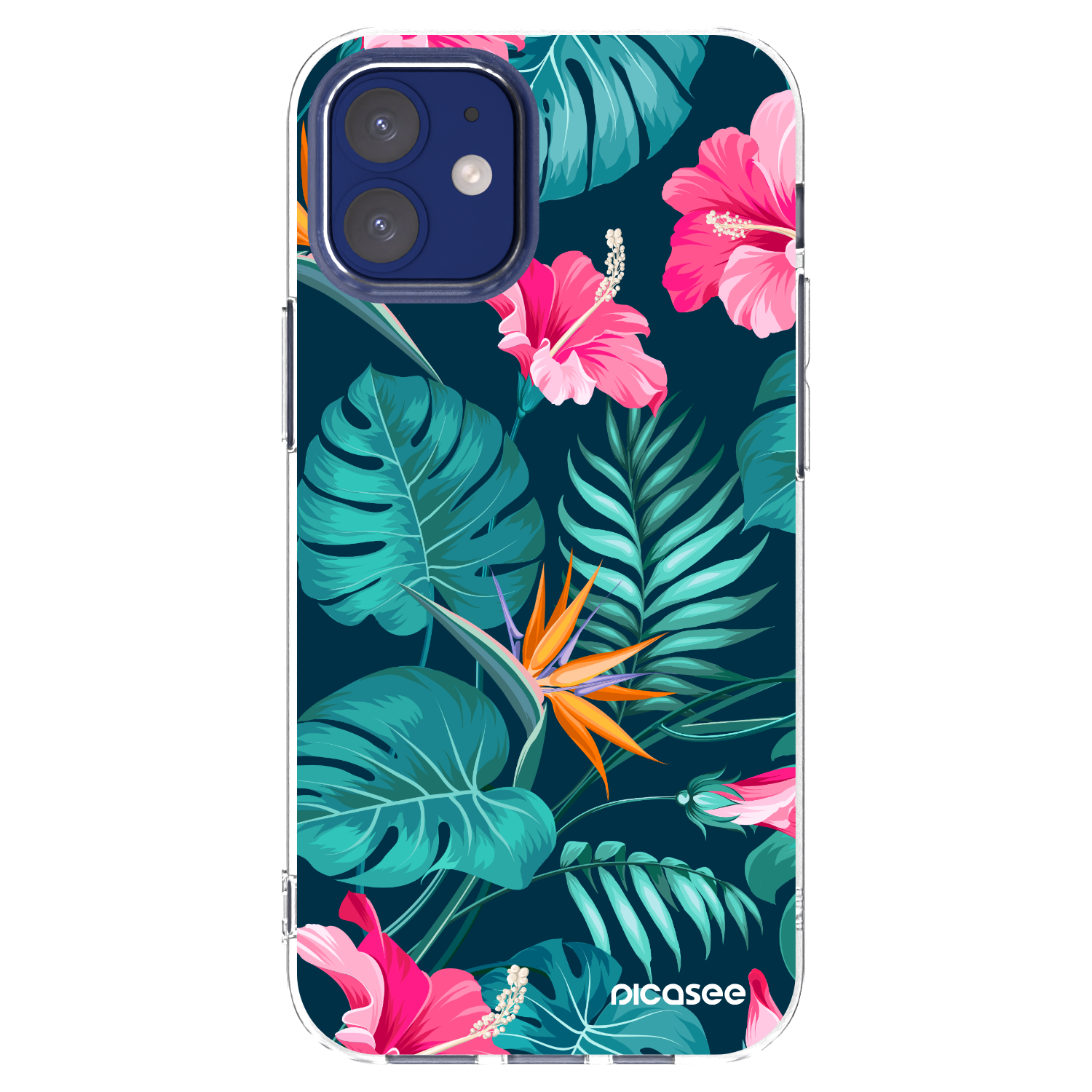Picasee Apple iPhone 12 mini Hülle - Transparentes Silikon - Pink Monstera