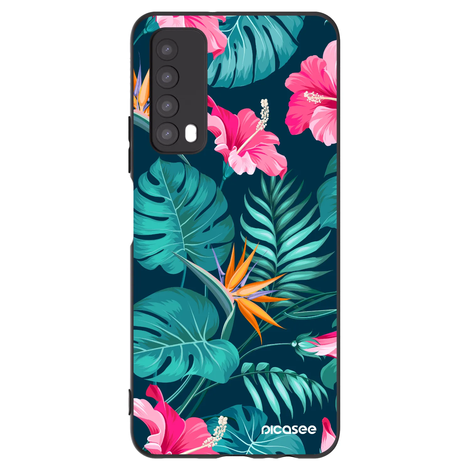 Picasee Huawei P Smart 2021 Hülle - Schwarzes Silikon - Pink Monstera