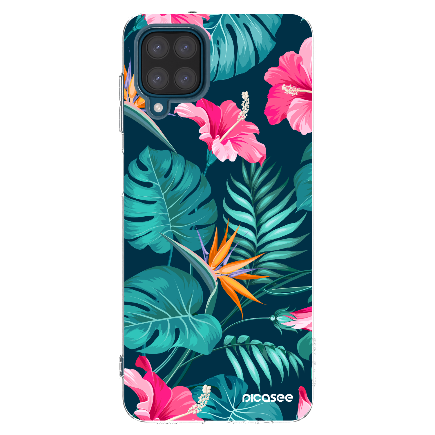 Picasee Samsung Galaxy A12 A125F Hülle - Transparentes Silikon - Pink Monstera