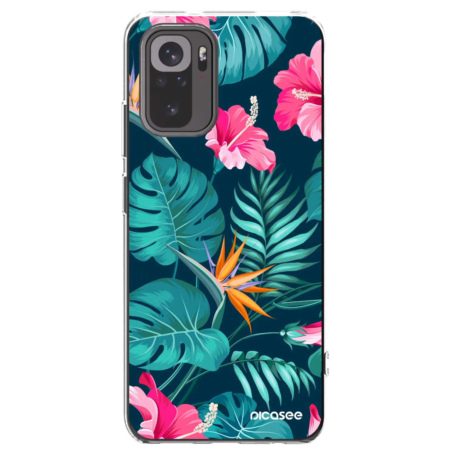 Picasee Xiaomi Redmi Note 10 Hülle - Transparentes Silikon - Pink Monstera
