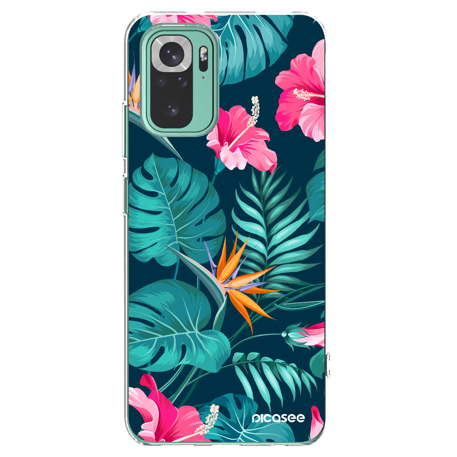 Picasee Xiaomi Redmi Note 10 Pro Hülle - Transparentes Silikon - Pink Monstera