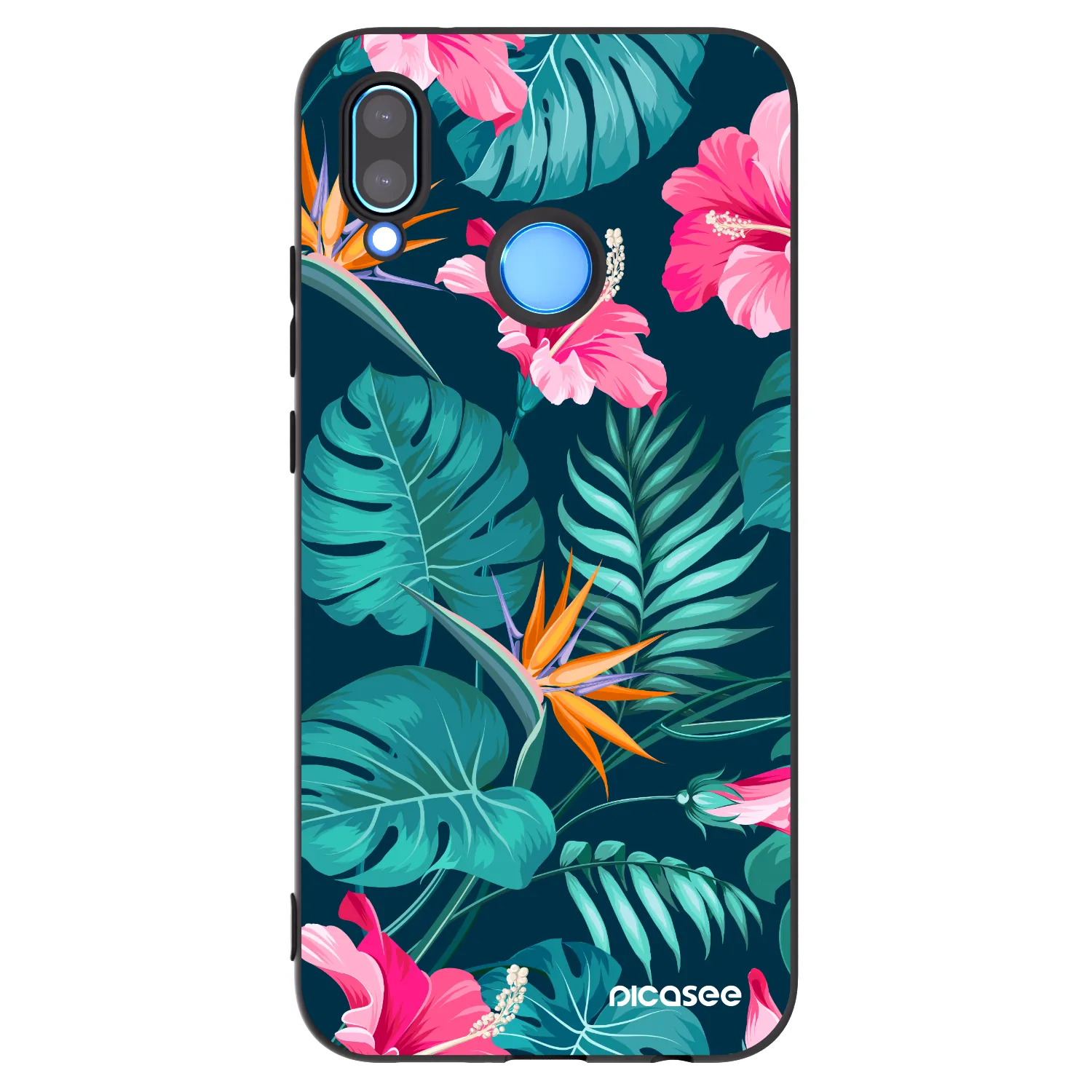 Picasee Huawei P20 Lite Hülle - Schwarzes Silikon - Pink Monstera
