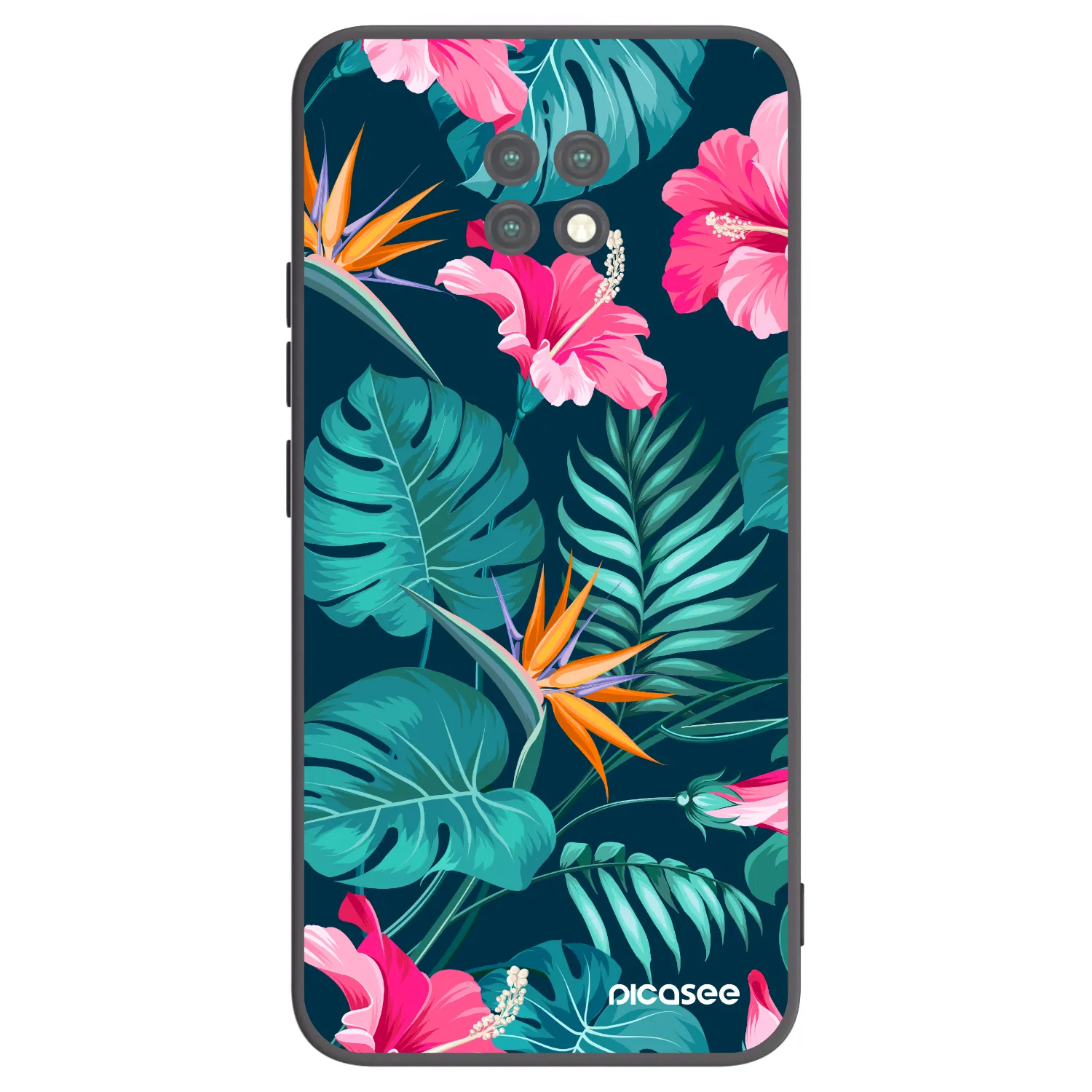 Picasee Xiaomi Redmi Note 9T Hülle - Schwarzes Silikon - Pink Monstera