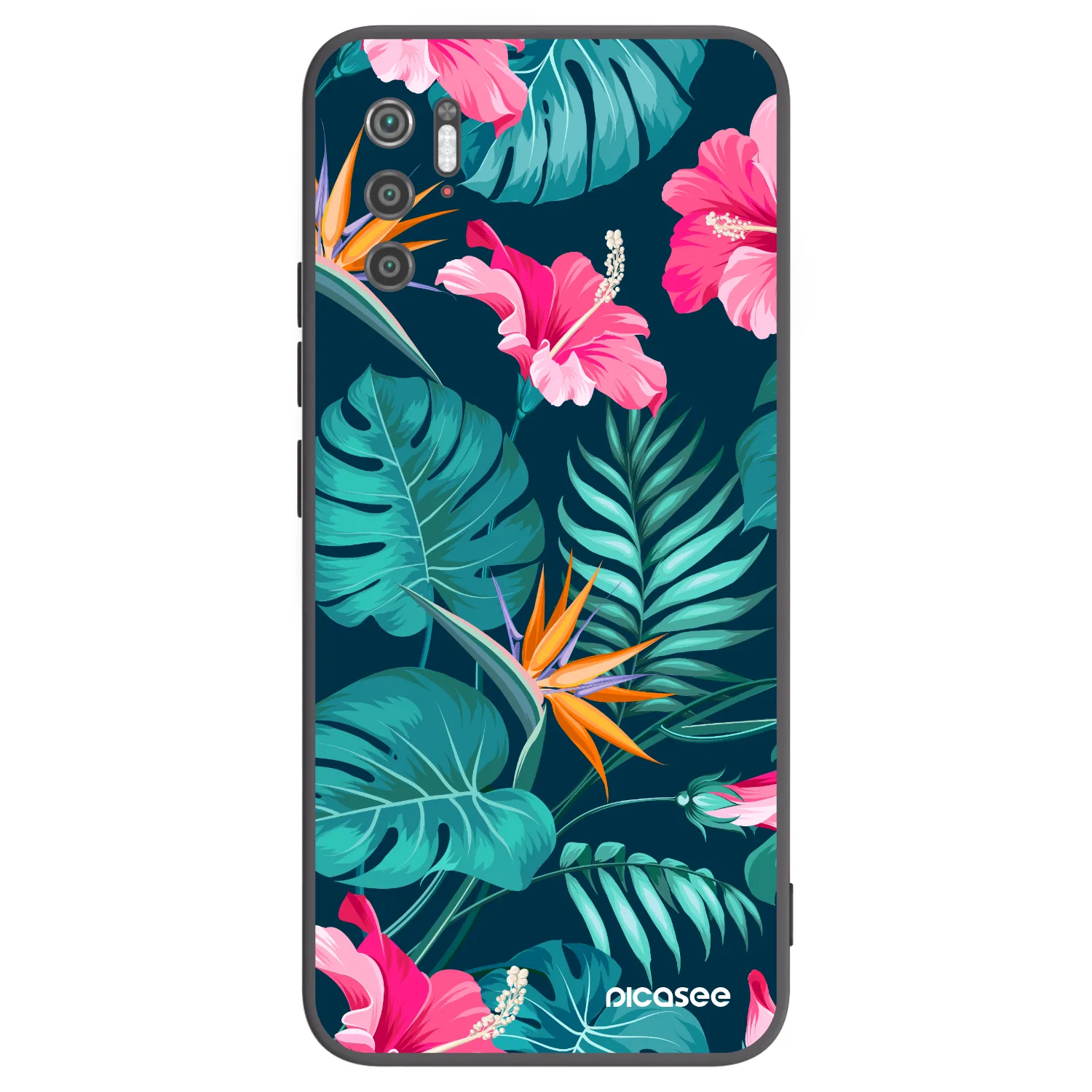 Picasee Xiaomi Poco M3 Pro 5G Hülle - Schwarzes Silikon - Pink Monstera
